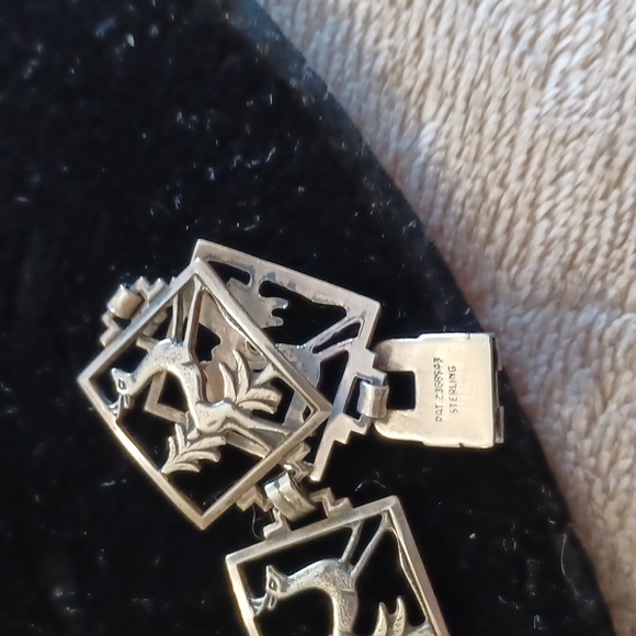 Sterling silver deer in the woods bracelet.  Vintage - Picture 9 of 9